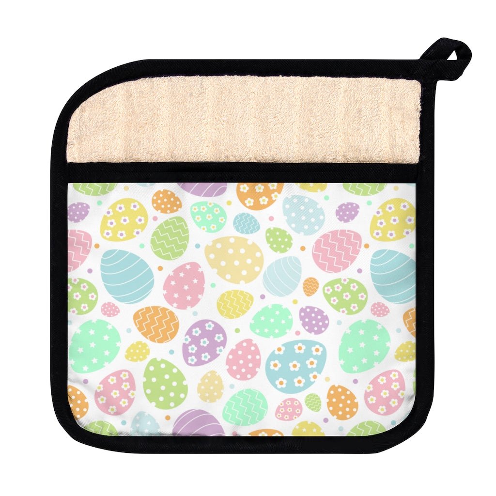 Colorful Easter Eggs Pot Holder with Pocket - Puffin Lime
