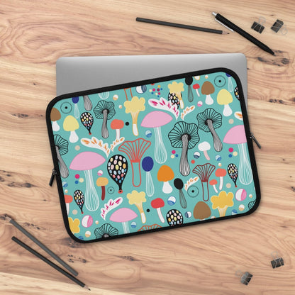Colorful Mushrooms Laptop Sleeve - Puffin Lime
