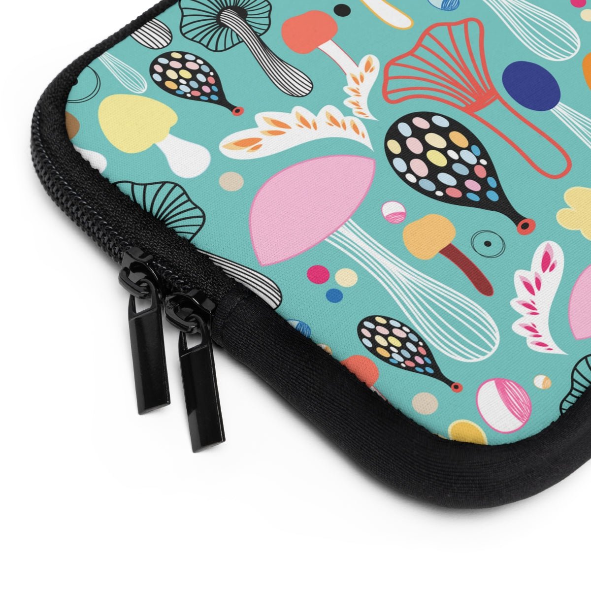 Colorful Mushrooms Laptop Sleeve - Puffin Lime