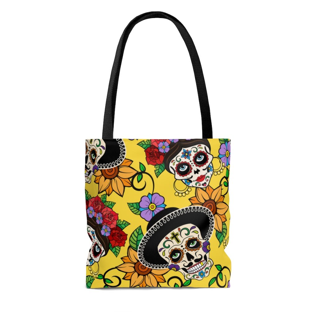 Colorful Sugar Skulls Tote Bag - Puffin Lime