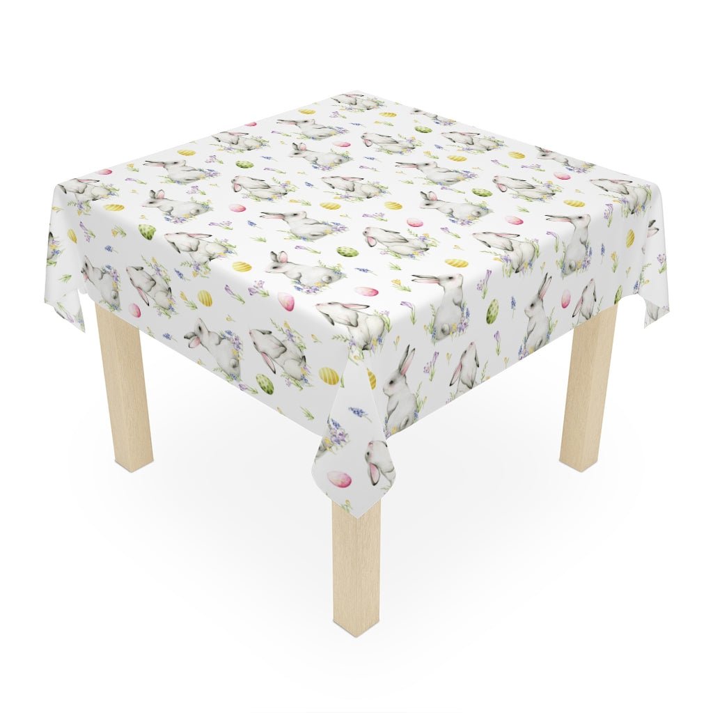 Cottontail Bunnies and Eggs Table Cloth - Puffin Lime
