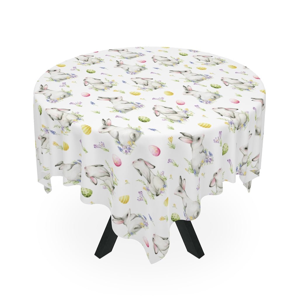 Cottontail Bunnies and Eggs Table Cloth - Puffin Lime