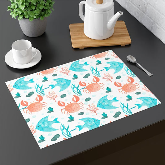 Crabs and Fishes Placemat - Puffin Lime