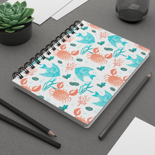 Crabs and Fishes Spiral Bound Journal - Puffin Lime