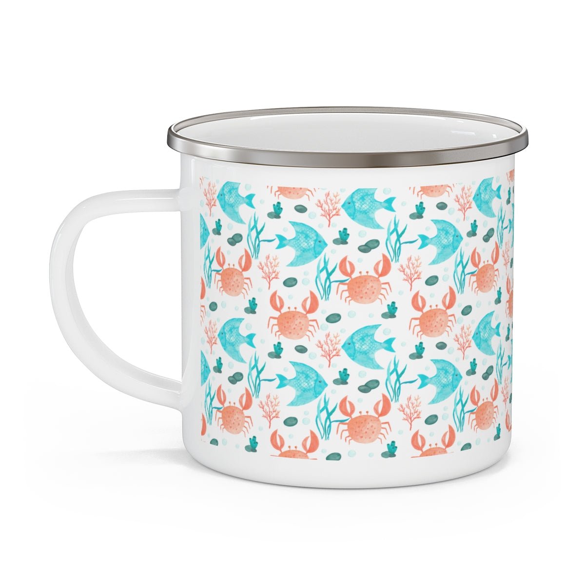 Crabs and Fishes Stainless Steel Camping Mug - Puffin Lime