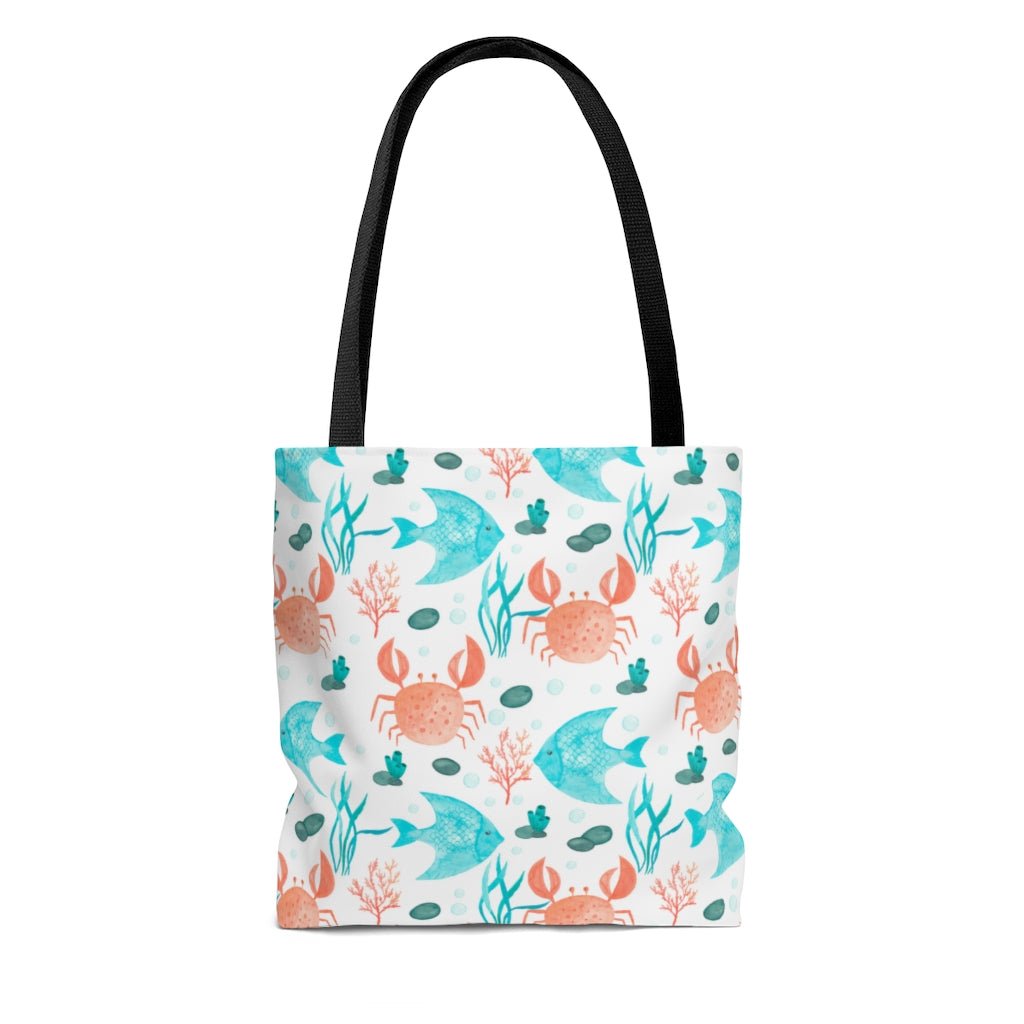Crabs and Fishes Tote Bag - Puffin Lime