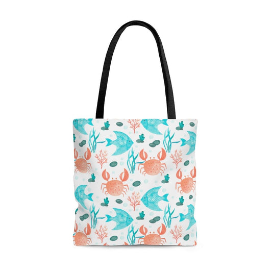 Crabs and Fishes Tote Bag - Puffin Lime