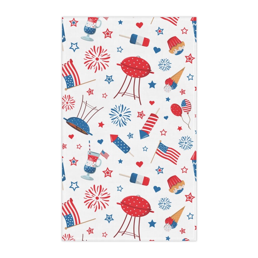 Cupcakes, Balloons and Ice Cream Cones Kitchen Towel - Puffin Lime