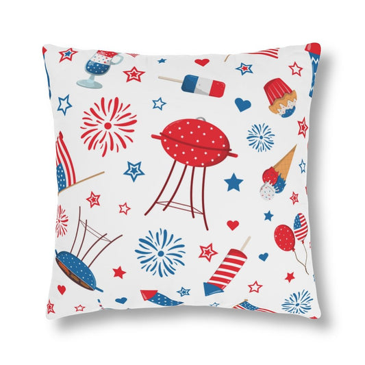 Cupcakes, Balloons and Ice Cream Cones Outdoor Pillow - Puffin Lime