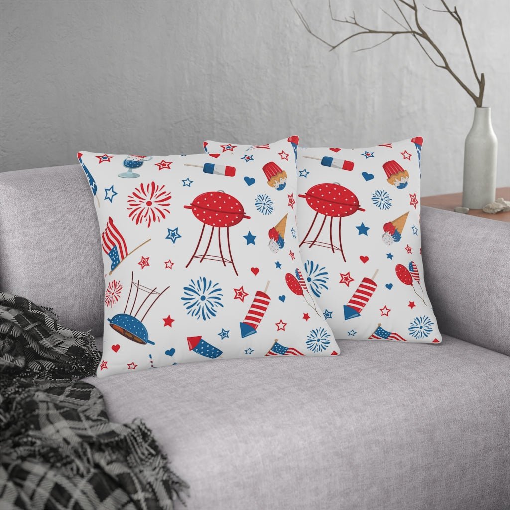 Cupcakes, Balloons and Ice Cream Cones Outdoor Pillow - Puffin Lime