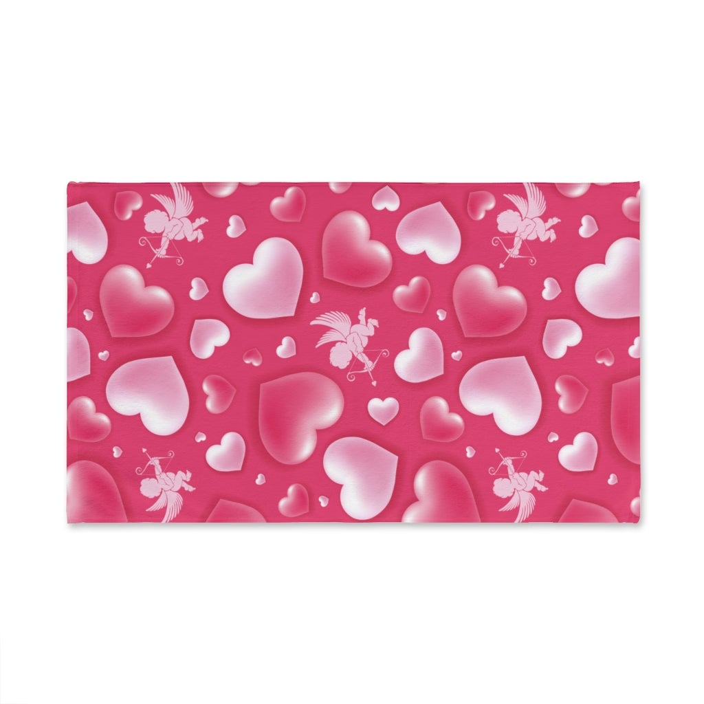Cupid and Hearts Hand Towel - Puffin Lime