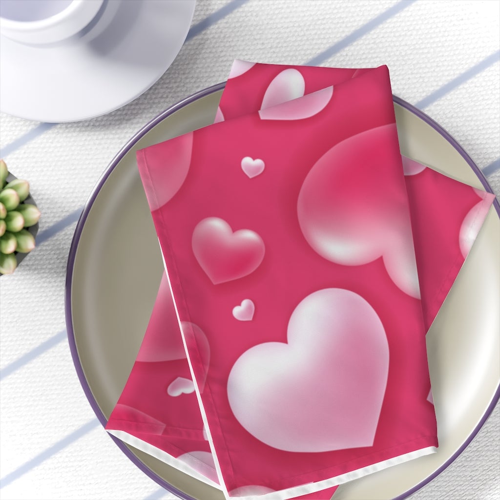 Cupid and Hearts Polyester Fabric Napkins Set of 4 - Puffin Lime