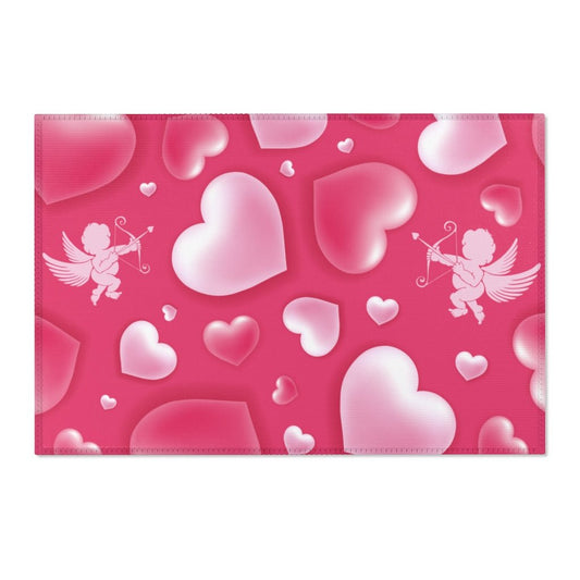 Cupid and Hearts Rug 36"x24" - Puffin Lime