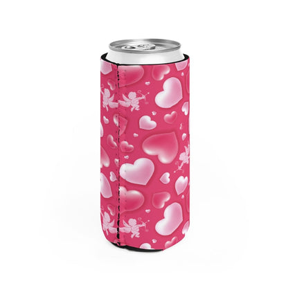 Cupid and Hearts Slim Can Cooler - Puffin Lime