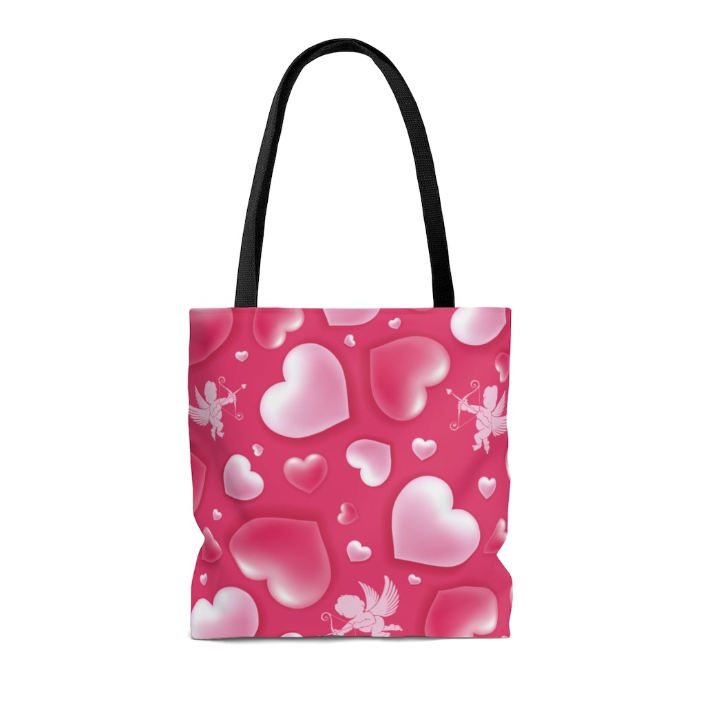 Cupid and Hearts Tote Bag - Puffin Lime