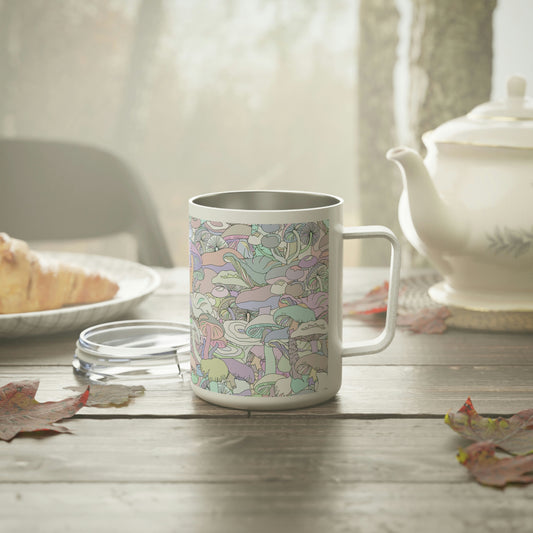 Pastel Mushrooms Insulated Coffee Mug, 10oz