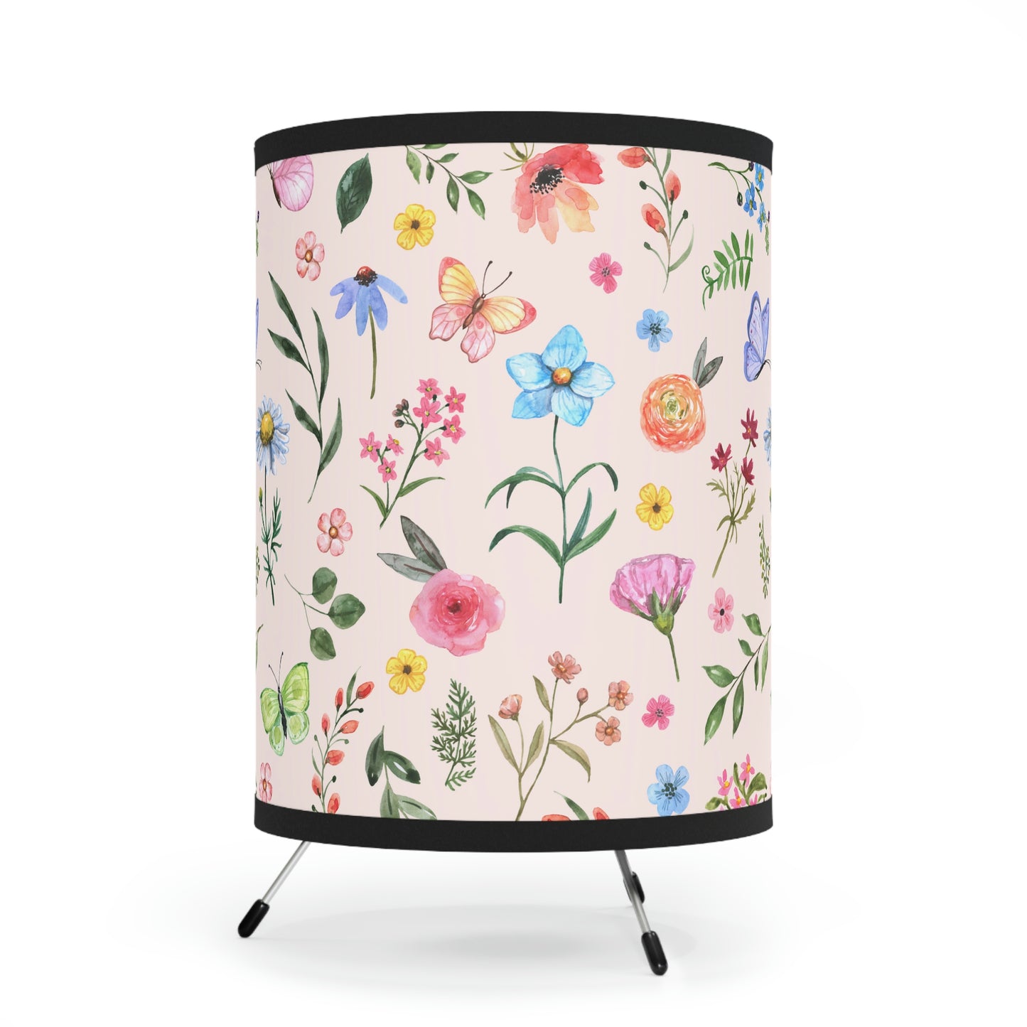 Spring Daisies and Butterflies Tripod Lamp