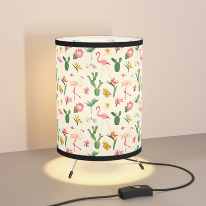 Cactus and Flamingos Tripod Lamp with High-Res Printed Shade, US\CA plug