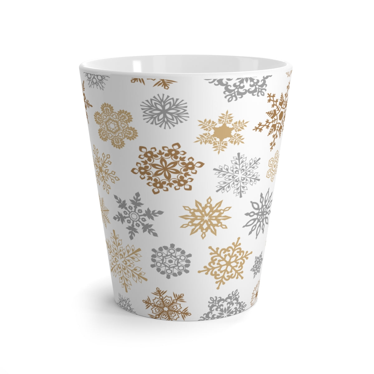 Gold and Silver Snowflakes Latte Mug