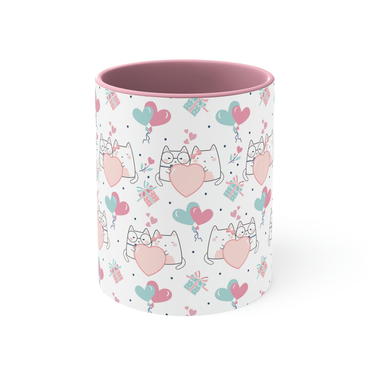 Kawaii Cats in Love Accent Coffee Mug, 11oz
