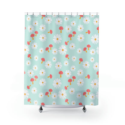 Daisies and Mushrooms Shower Curtain