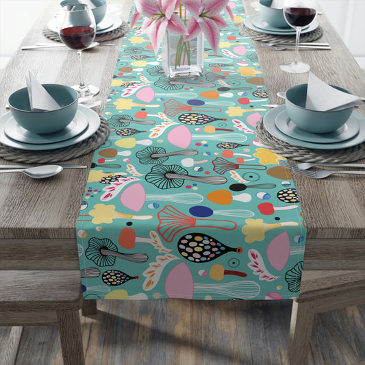 Colorful Mushrooms Table Runner (Cotton, Poly)