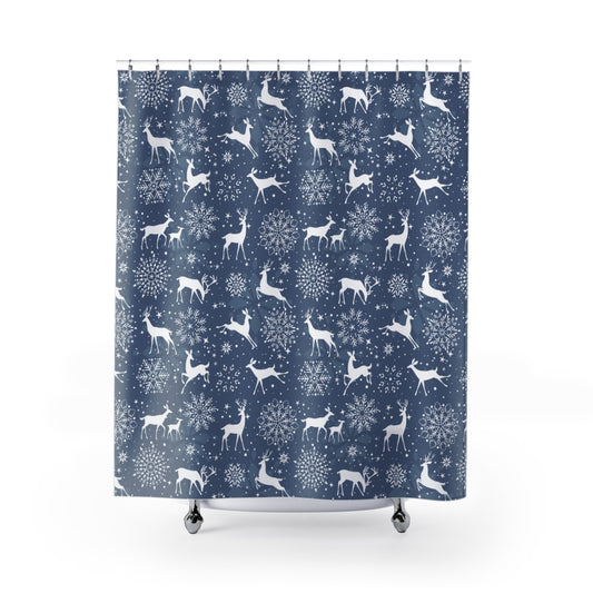 Reindeers and Snowflakes Shower Curtains