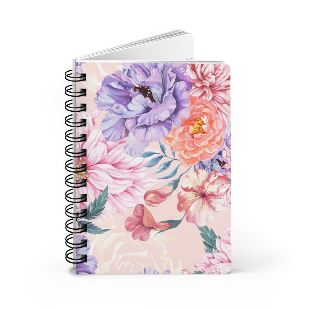 Pink Japanese Chrysanthemum Spiral Bound Journal