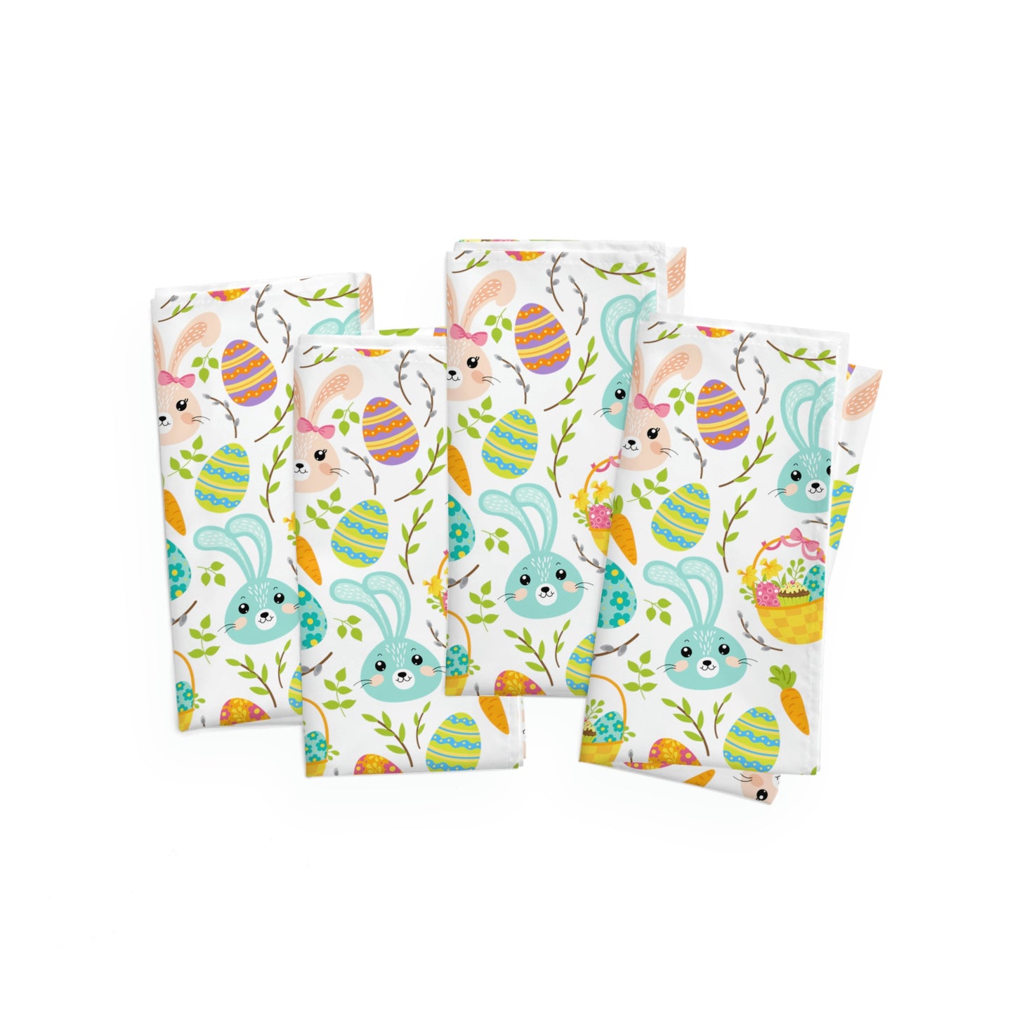 Pink and Blue Easter Bunnies Napkins Set of Four