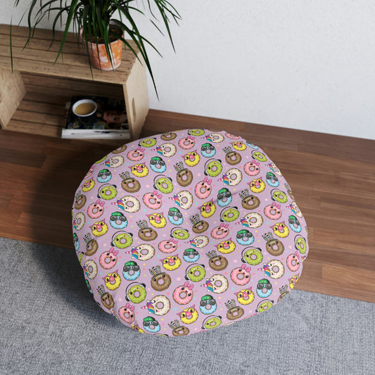 Kawaii Donuts Tufted Floor Pillow, Round