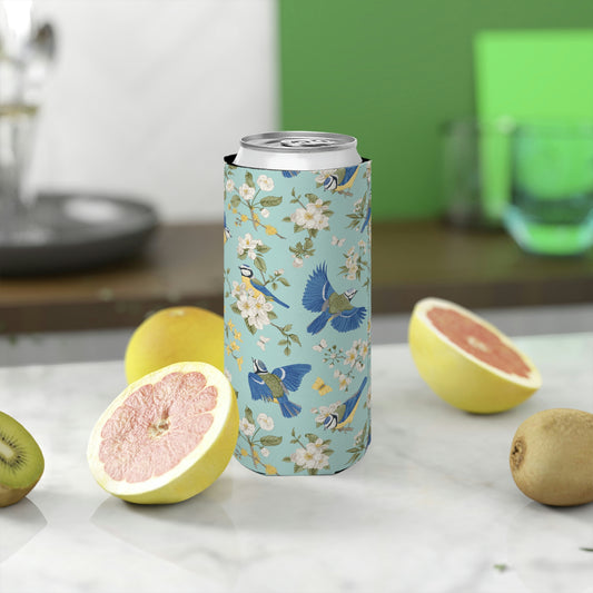 Chinoiserie Birds and Flowers Slim Can Cooler