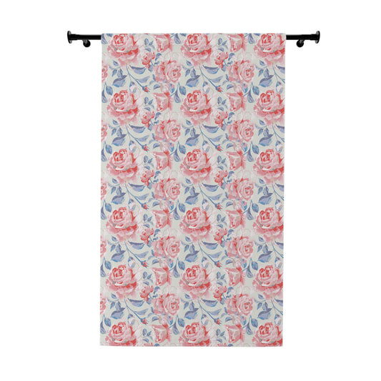 Pink Roses Window Curtains (1 Piece)