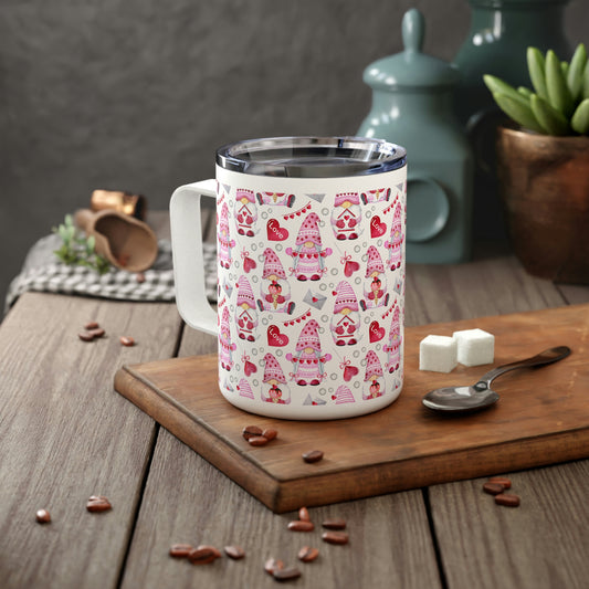 Gnomes and Hearts Insulated Coffee Mug, 10oz