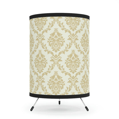 Beige Damask Tripod Lamp with High-Res Printed Shade, US\CA plug