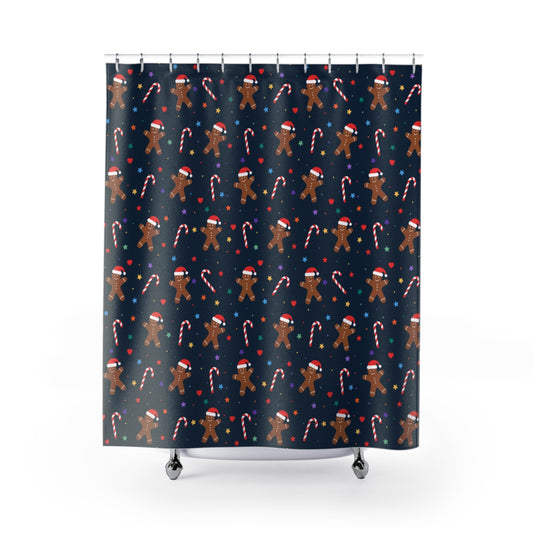 Gingerbread and Candy Canes Shower Curtains