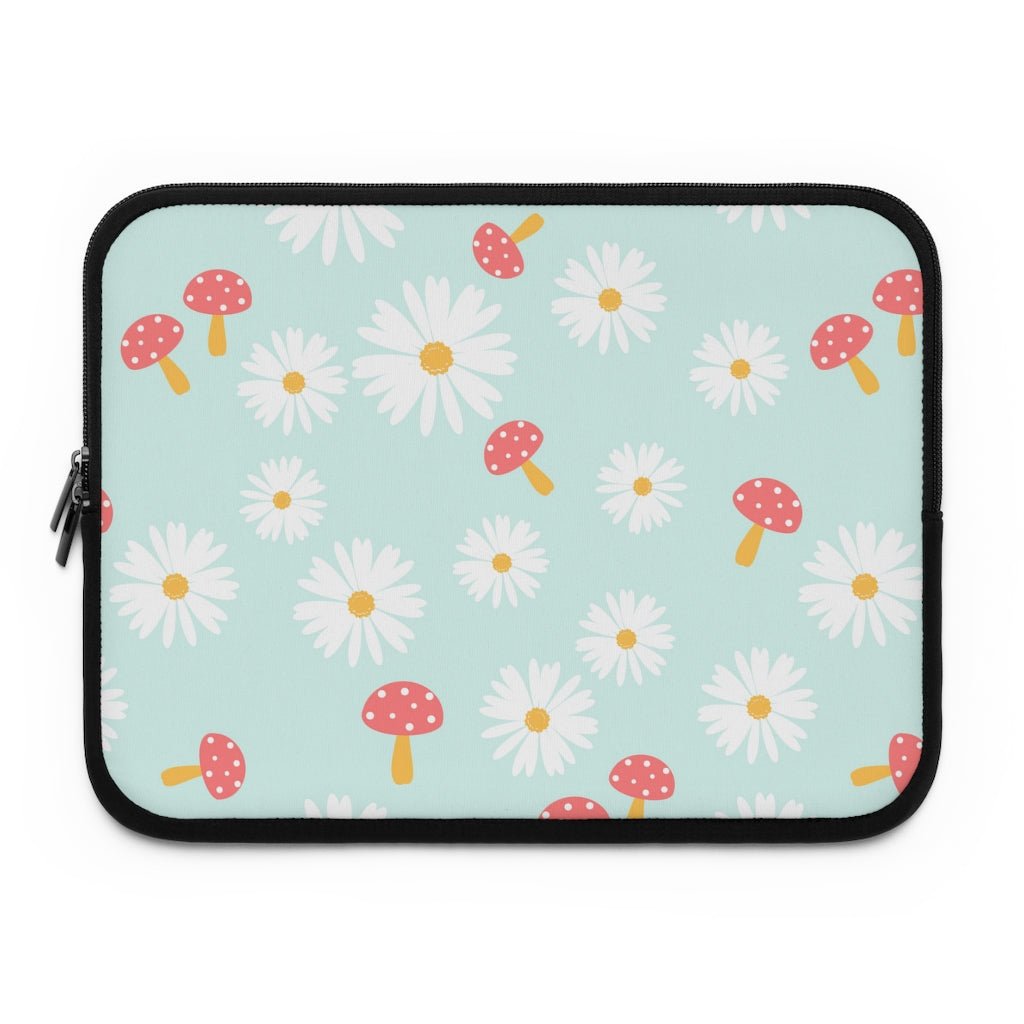 Daisies and Mushrooms Laptop Sleeve - Puffin Lime