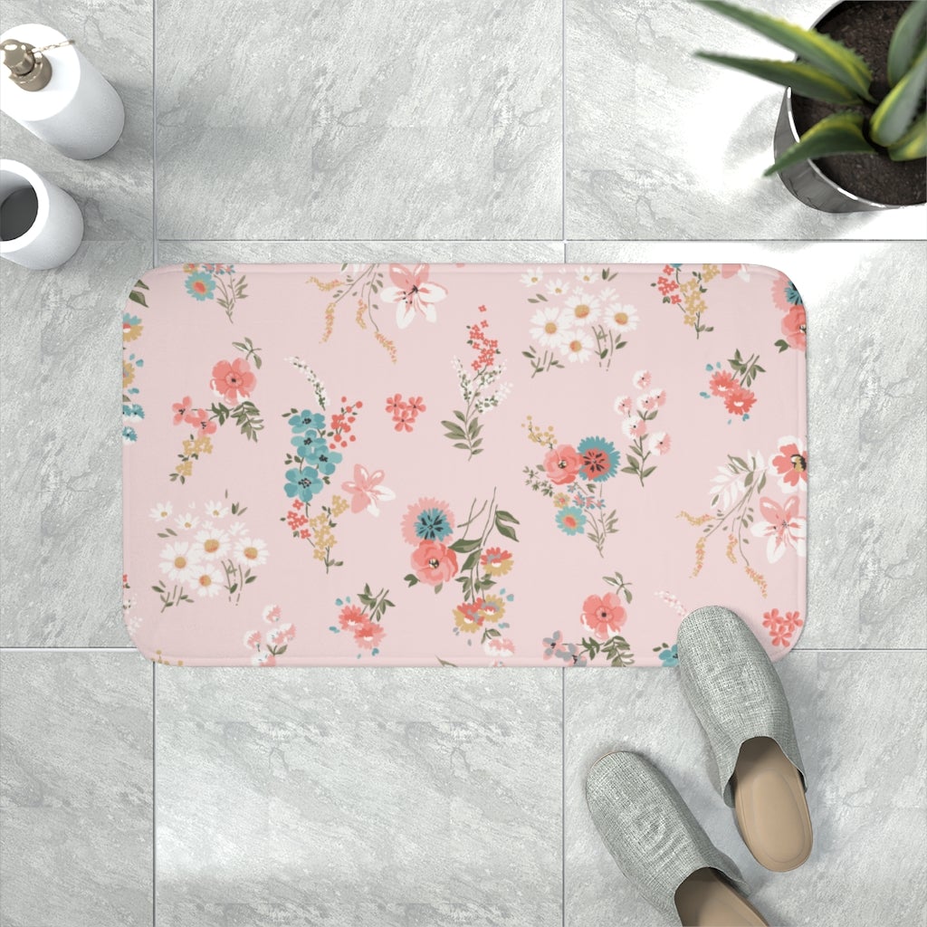 Daisies Pink Memory Foam Bath Mat