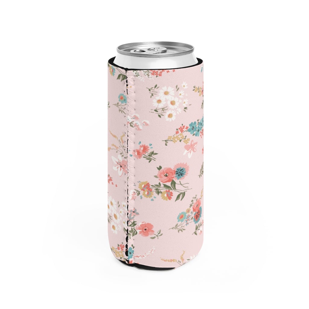 Daisies Pink Slim Can Cooler