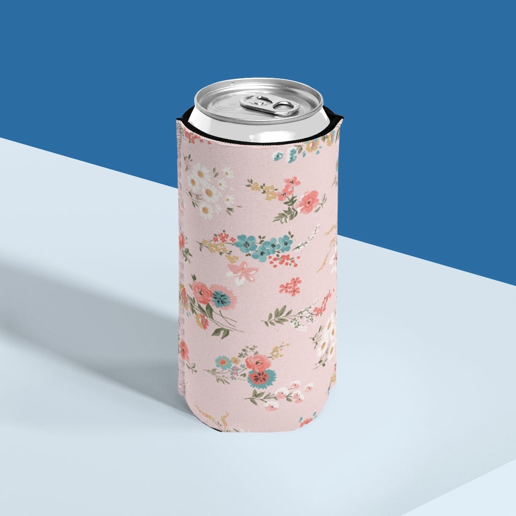 Daisies Pink Slim Can Cooler