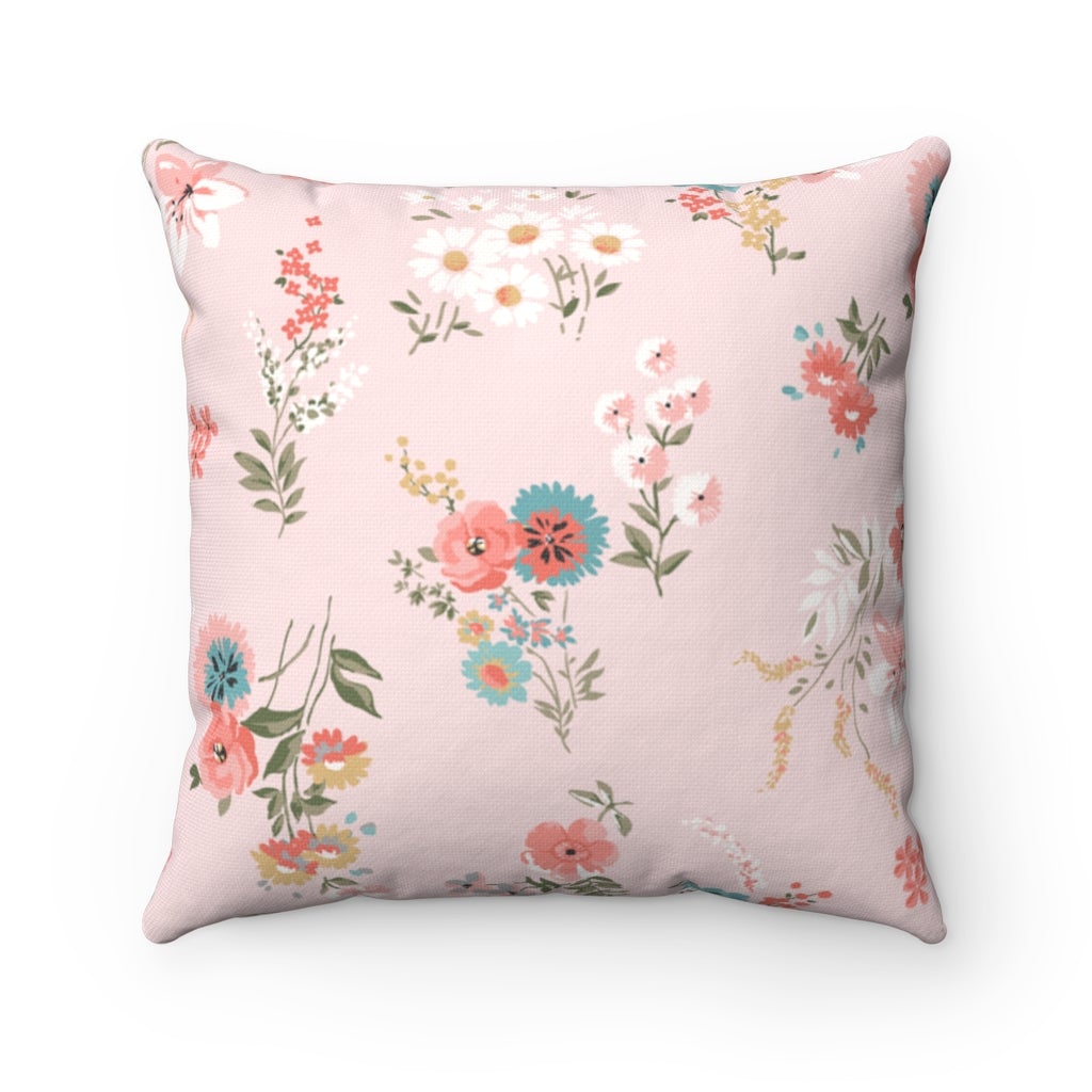 Daisies Pink Throw Pillow