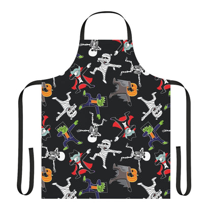 Dancing Halloween Monsters Apron - Puffin Lime