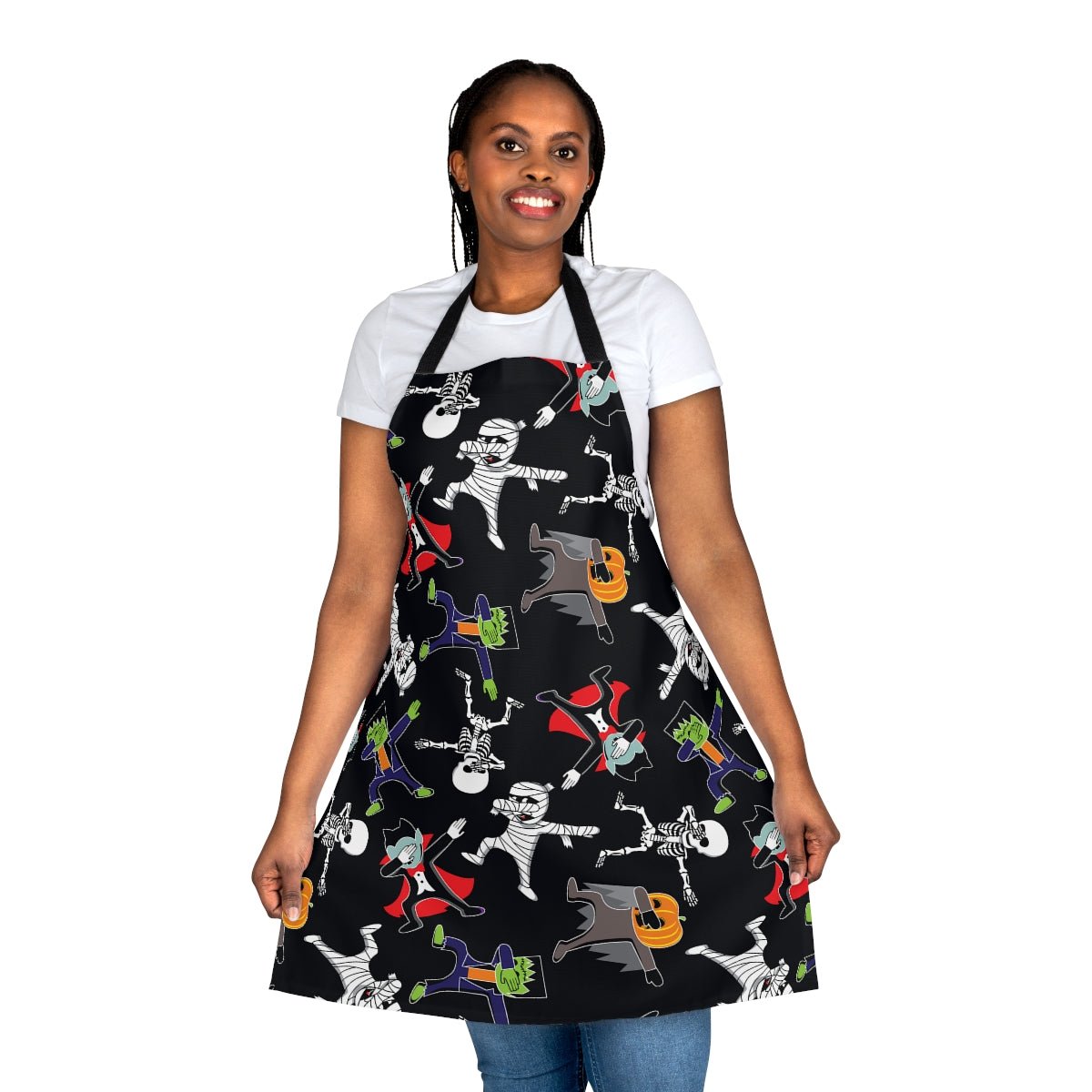 Dancing Halloween Monsters Apron - Puffin Lime