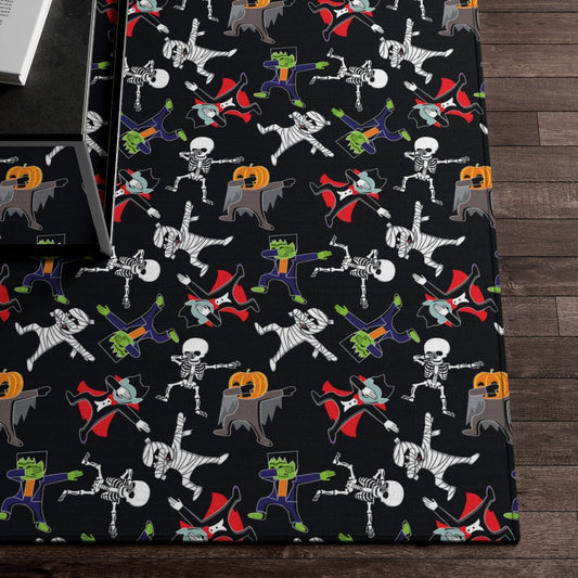 Dancing Halloween Monsters Dornier Rug - Puffin Lime