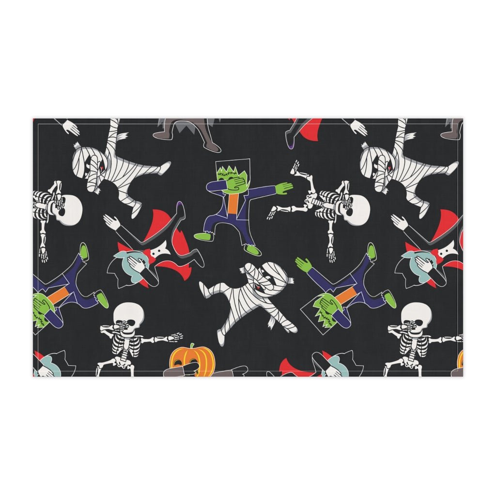 Dancing Halloween Monsters Kitchen Towel - Puffin Lime