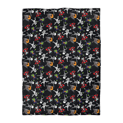 Dancing Halloween Monsters Microfiber Duvet Cover - Puffin Lime