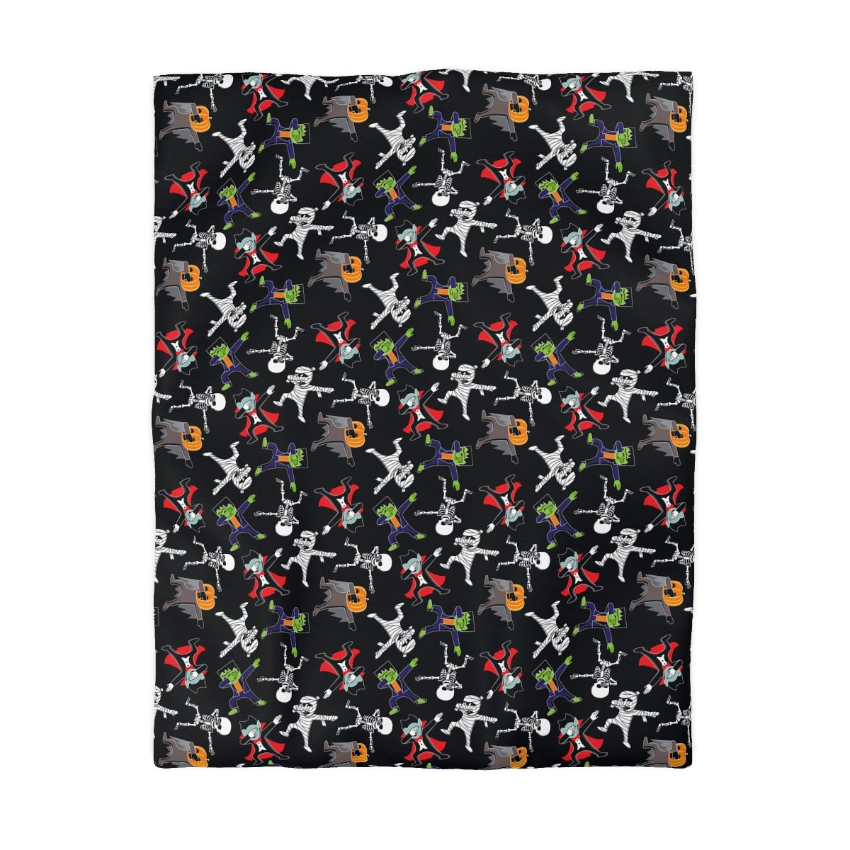 Dancing Halloween Monsters Microfiber Duvet Cover - Puffin Lime