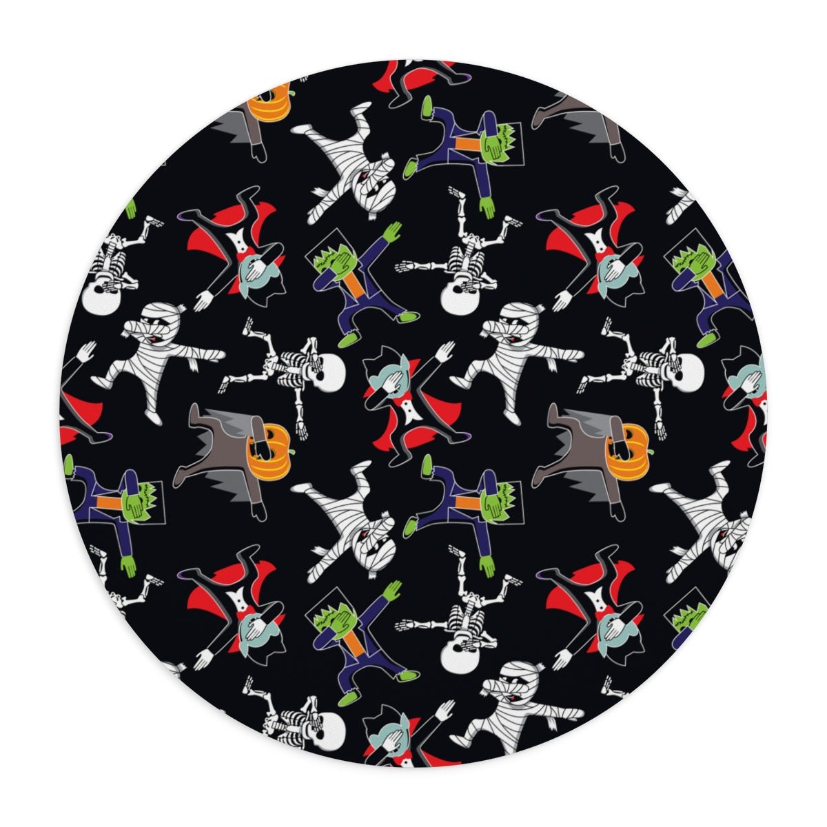 Dancing Halloween Monsters Mouse Pad - Puffin Lime