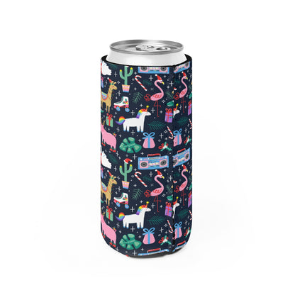 Christmas Animals Slim Can Cooler