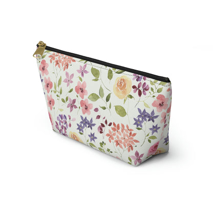 Yellow and Pink Roses Accessory Pouch w T-bottom