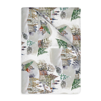 Winter Village Velveteen Minky Blanket (Two-sided print)